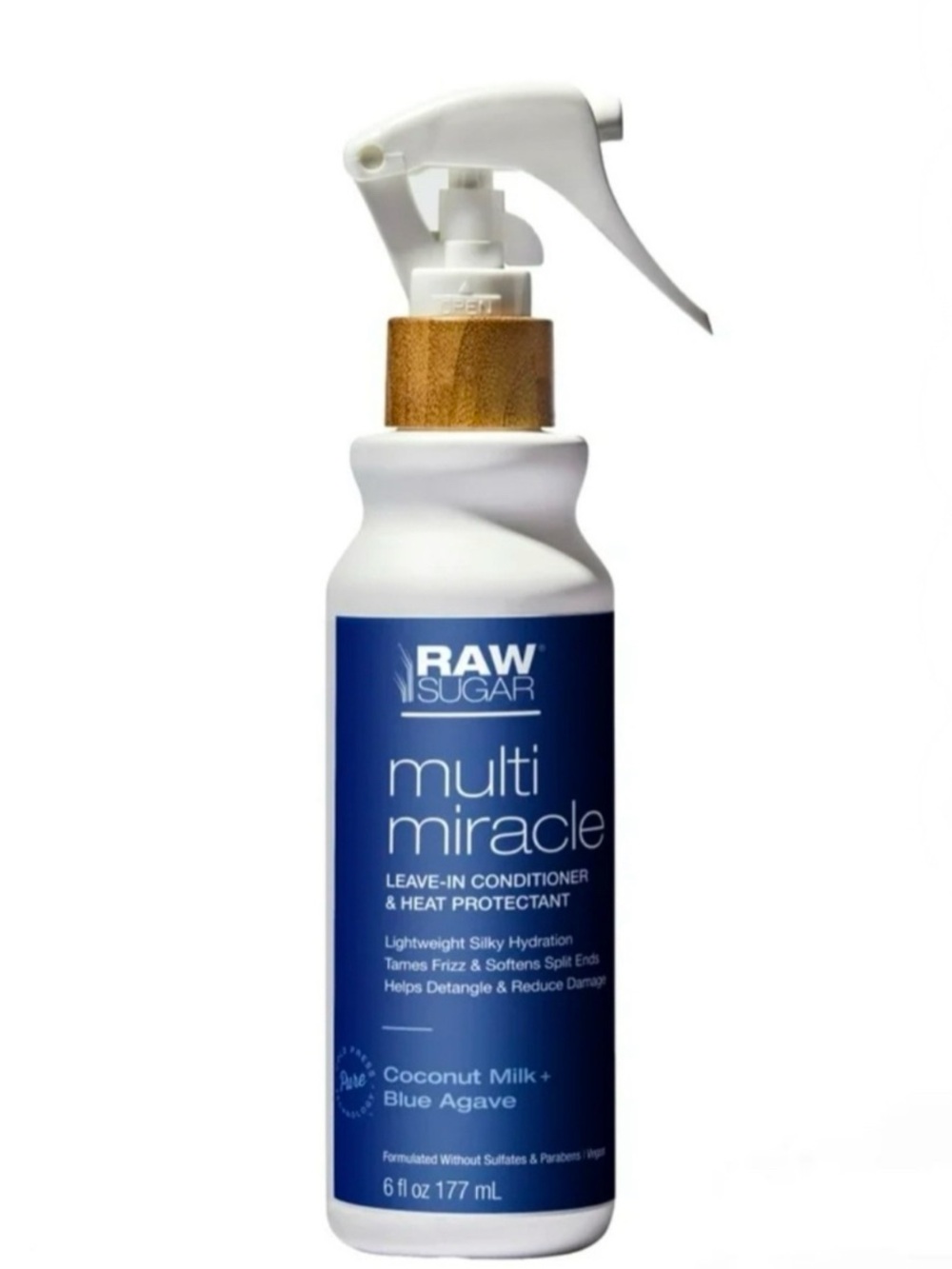 Raw Sugar Multi Miracle Leave-In Conditioner & Heat Protectant Detangles 6oz